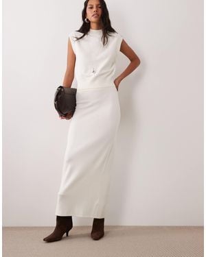 4th & Reckless Knitted Ribbed Detail Maxi Skirt Co-Ord - Natural