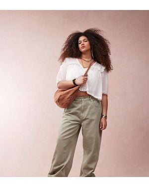 ASOS Asos Design Curve Wide Leg Dad Jeans - Natural