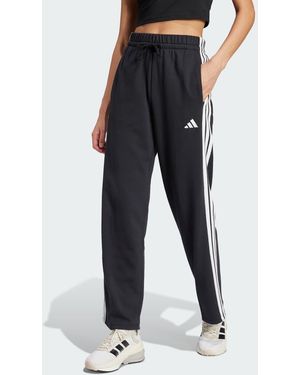 adidas Originals Essentials 3-Stripes Open Hem French Terry Trousers - Black