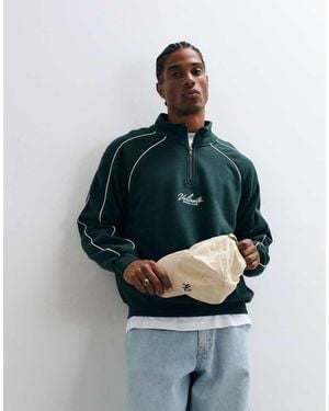 Cotton On 1/4 Zip Graphic Fleece - Blue