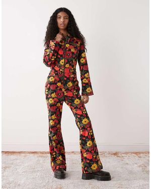 Wrangler Tuta Jumpsuit Rétro Rossa E Gialla A Fiori - Rosso