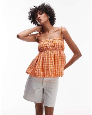TOPSHOP Co Ord Babydoll Cami Gingham - White