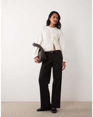 Miss Selfridge Crew Neck Pocket Detail Cardigan - White