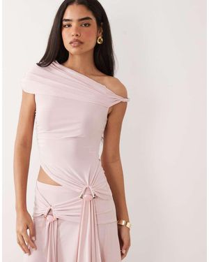 ASOS Slinky Asymmetrical Top With Hardware Detail - Pink