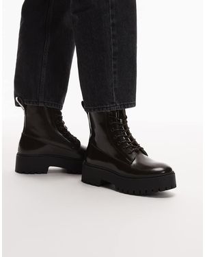 & Other Stories Botas Con Cordones Y Suela Gruesa De Cuero Puro De - Negro