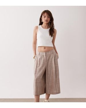 ASOS Petite Tailored Culotte Trousers With Linen - Brown