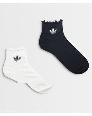 adidas Originals 2 Pack Ruffle Ankle Socks - Blue