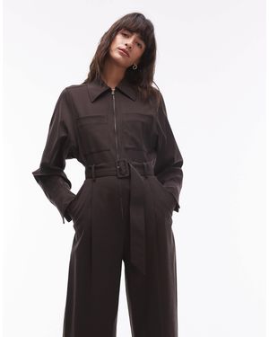 & Other Stories Wool Blend Long Sleeve Utility Jumpsuit - Black