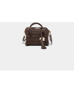 Stradivarius Round Crochet Tote Bag - Brown