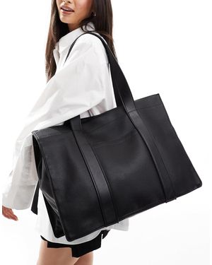 Cotton On Cotton on - the stand by tote - cabas en similicuir grainé - Noir
