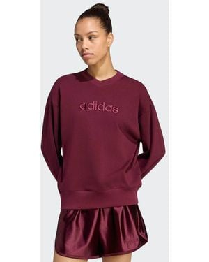 adidas Originals Seasonal Essentials Satin V-Neck Sweatshirt - Red