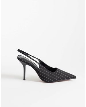 River Island Pinstripe Slingback Heeled Pumps - Black