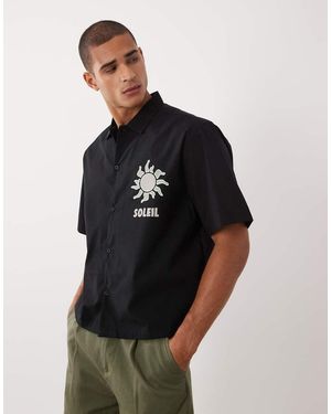 Threadbare Camicia A Maniche Corte Squadrata - Nero