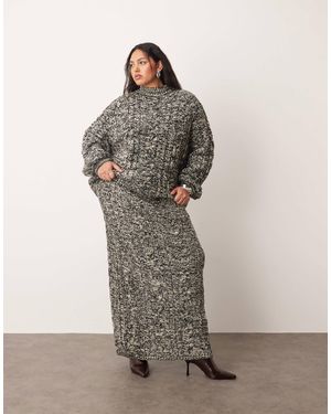 ARRANGE Curve - jupe d'ensemble mi-longue droite en maille torsadée - et blanc - Gris