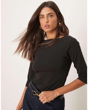 ASOS Top Con Scollo A Barchetta A Tre Quarti - Nero