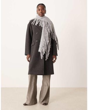 ASOS Wool Mix Fringe Scarf - Grey