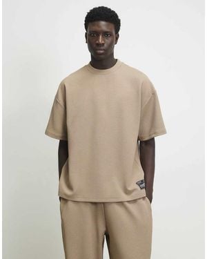 River Island Oversized Fit Waffle Textured T-Shirt - Natural