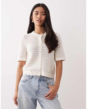 Abercrombie & Fitch Short Sleeve Cardigan - White