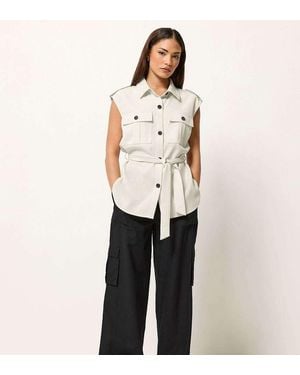 PixieGirl Petite Cargo Wide Leg Trousers - White