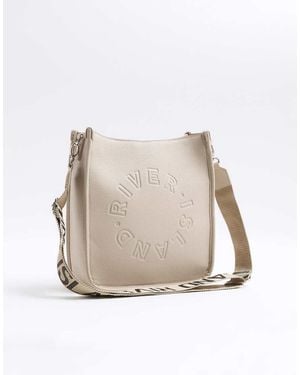 River Island Logo Messenger Bag - Natural