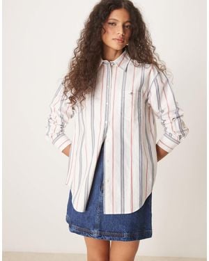 GANT Relaxed Fit Archive Oxford Logo Striped Shirt - Natural