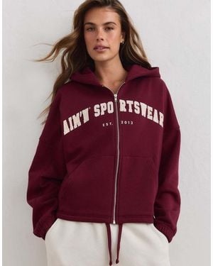 Aim'n Merlot Varsity Sweat Zip Hood - Red