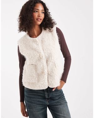Object Premium Fluffy Borg Duffle Style Gilet - Multicolor