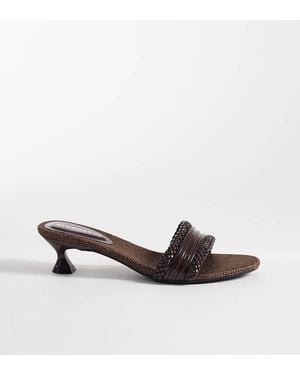 Glamorous Sandalias Marrones De Tacón Bajo Con Diseño Entretejido De - Marrón