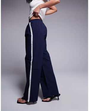 Princess Polly Pantaloni Sportivi Dritti Anti-Vento Con Riga Laterale A Contrasto - Blu