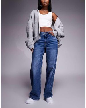 River Island Vaqueros Holgados De Pernera Recta Con Lavado Medio De -Azul