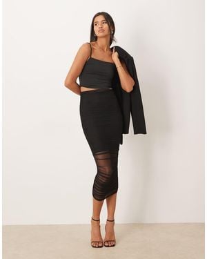 NARRATED Ruched Maxi Skirt - Natural