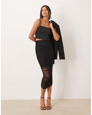 NARRATED Ruched Maxi Skirt - Natural
