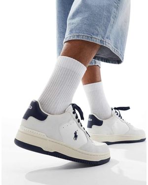 Polo Ralph Lauren Masters Court Leather Trainer With Logo - White