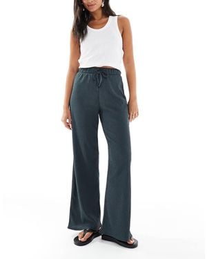 ONLY Textured Tie Waist Wide Leg Trouser - Blue