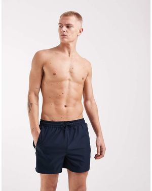 River Island Swim Shorts With Zip Detail - Blue