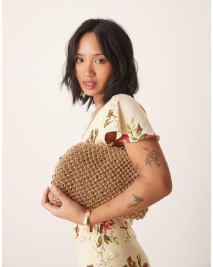 Accessorize Woven Metallic Clutch - Natural