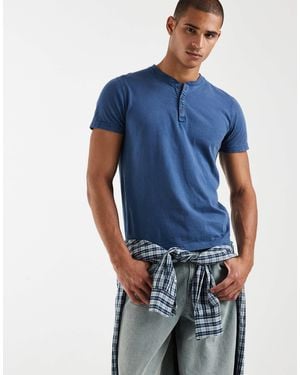 Hollister Short Sleeve Henley T-shirt - Blue