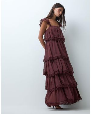 Miss Selfridge Chiffon Tiered Maxi Dress - Purple