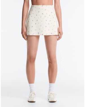 Oysho Evermove High Rise Floral Print Short Skirt - White