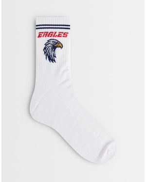 ASOS Sock With Eagles Graphic - White