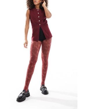 ASOS Floral Lace Tights - Red