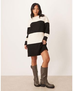 Vila Color Blocking Knitted Mini Dress - Natural