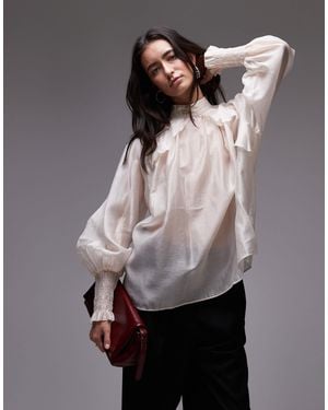 & Other Stories Sheer Volume Blouse With Frill Detail - Gray