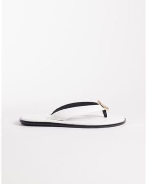 SEQWL Thongs With Gold Embellishment - White