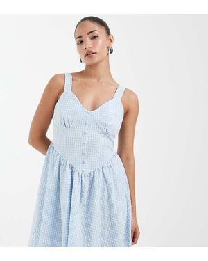 Vero Moda Button Front Gingham Mini Dress - Blue