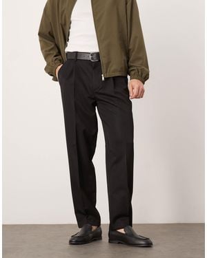 ASOS Smart Oversized Tapered Pants With Front Pleats - Black