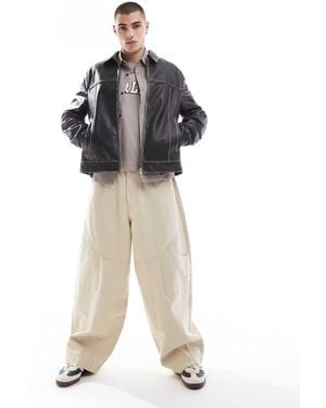 ASOS baggy Trousers With Workwear Patch - White