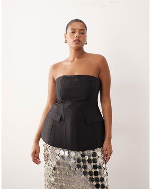 ARRANGE Curve - top structuré épais en satin contrecollé avec encolure bandeau - Blanc