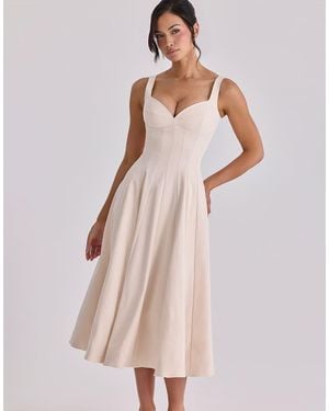 House Of Cb Carlotta Vintage Ivory Twill Silhouette Midi Dress - Pink