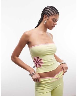 I.AM.GIA Daisy Cotton Rich Bandeau Contrast Floral Cutout Top Co-ord - Multicolour